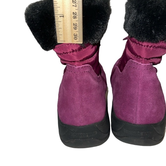 Lands End Women's Ankle Booties Size 8.5B Purple Suede and Nylon Faux Fur Trim - Picture 7 of 10